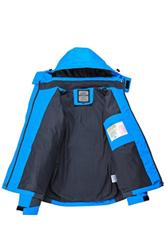 KISCHERS Waterproof Jacket Women's Raincoat, Ladies Rain Jacket, Softshell Jackets Outdoor Sportwear Rain Coats with Hooded (Blue 1, L)