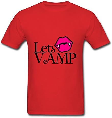 For Men Cotton Red Customizable Informal Lightweight Lets Vamp Vampire Kiss With Lips T Shirt X-large