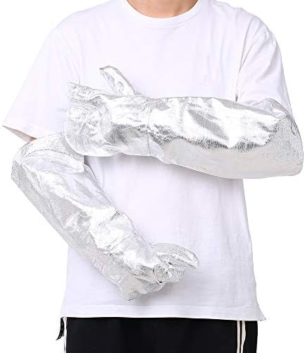 OWSOO DA-104 500 Degrees Celsius Aluminized Heat Resistant Gloves High Temperature Safety Work Gloves Aluminum Foil Fireproof Anti-scalding Lengthened Glove
