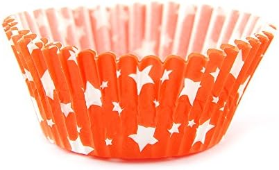 Arant Orange Star Mini Cupcake Liners. Colorful Paper, Ideal for Holidays and Parties, 100 Pack.