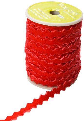 May Arts 3/8-Inch Wide Ribbon, Red Velvet Ric Rac