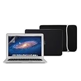 Macbook Air 13 Case, GMYLE Hard Case Frosted for MacBook Air 13.3 inch - Black 4 in 1 Bundle - Matte Cover - Sleeve Bag - Silicon Keyboard Skin - Clear Screen Protector