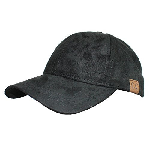 H-6BA3-06 Faux Suede Baseball Cap - Black