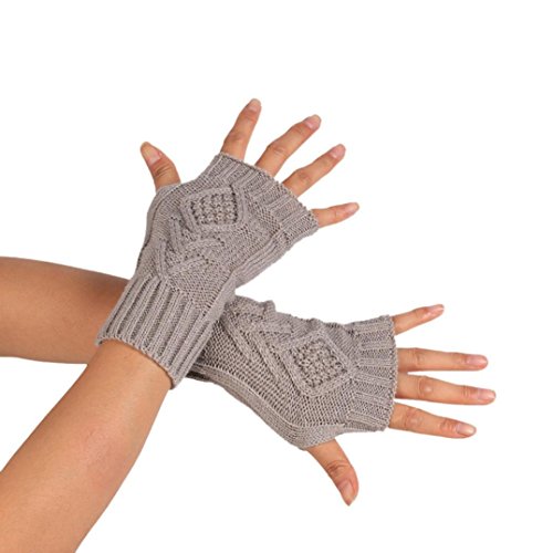 AIMTOPPY Fashion Knitted Arm Fingerless Winter Gloves Soft Warm Mittens (Gray)