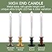 612 Vermont Ultra-Bright LED Window Candles with Timer, Battery Operated, Metal Base, White Candlestick, Adjustable Height (Pack of 4, Polished Brass)