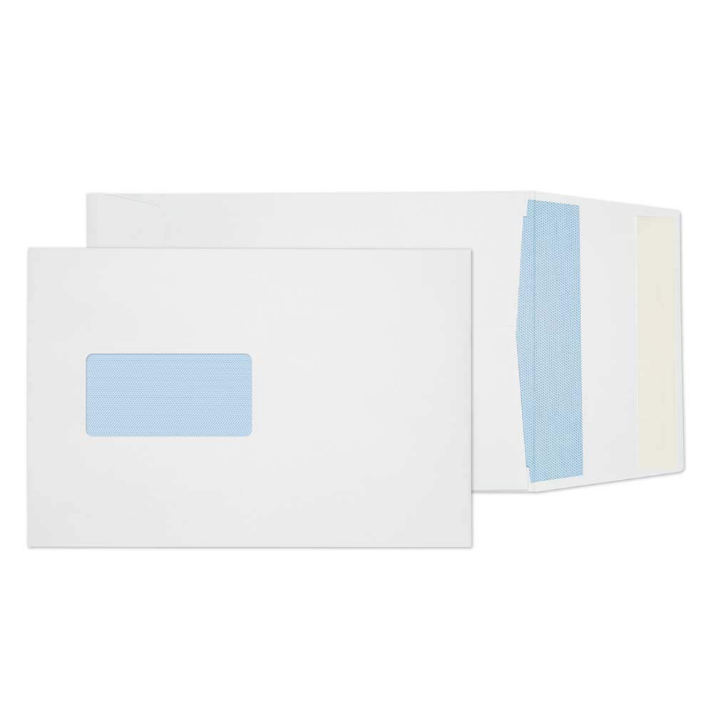 Blake Purely Packaging C5 229 x 162 x 25 mm 120 gsm Gusset Pocket Peel & Seal Window Envelopes (6001) White - Pack of 125
