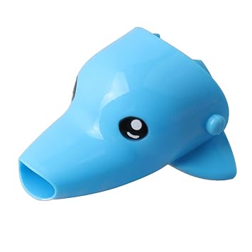 Yibuy Blue Dolphin Shape Faucet Extender Hand Washing Tap