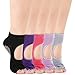 Devlin 5 Pairs Toe Yoga Pilates Socks Barre Sock Non Slip Skid with Grip for Women Men