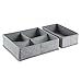 mDesign Soft Fabric Dresser Drawer and Closet Storage Organizer Set for Child/Kids Room, Nursery, Playroom - 4 Pieces, 10 Compartments, Set of 2 - Textured Print - Gray
