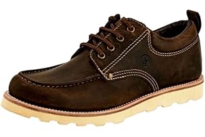 Old West Men's Genuine Leather Outdoor Boot Moc Toe Brown
