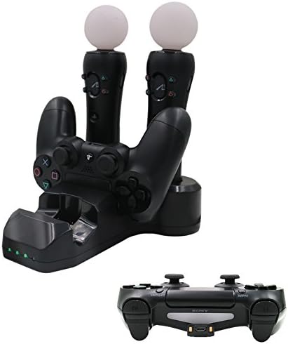 Tekdeals PS VR Controller Charge Station, Rapid AC PS4 VR Charge Display Stand with 2 Charging Ports +LED Charge indicator for PlayStation VR and PS Move Motion Controller - PlayStation 4
