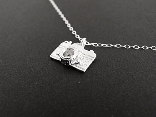 Camera Necklace, Photographer Gift, Sterling Silver .925 Chain, Rhodium Plated Charm