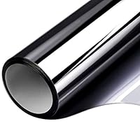 CHIN FAI One Way Window Film Anti-UV Heat Control Reflective Glass Tint Daytime Privacy Static Cling Non-Adhesive Mirror Film Removable for Home and Office (Black-Silver, 23.6 Inch x 13.1 Feet)