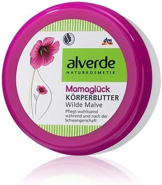 Alverde Wild Mallow Body-Butter - with Shea Butter & Evening Primrose Oil – For Daily Massage to Help Prevent Stretch Marks - 200 ml (Vegan /Not Tested on Animals)