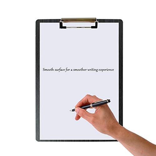 Oak-Pine A4 Letter Size Clipboards - Premium Wood Grain File Clipboard Portable Low Profile Clip, Rounded Corners and Hanging Hole Design for Business Office, School, Set of 4 (Black)