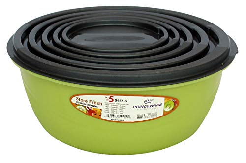 Princeware Store Fresh Plastic Container Set, 5-Pieces, Pista Green