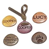 zisure Personalized Dog Tags for Dogs Engraved Custom Pet ID Tags Small Cat Tags Premium Hardness Wood Pet Collar Accessories Pets Name Tags Silent with Leather Cord (Shell Shape, Text Engraving)