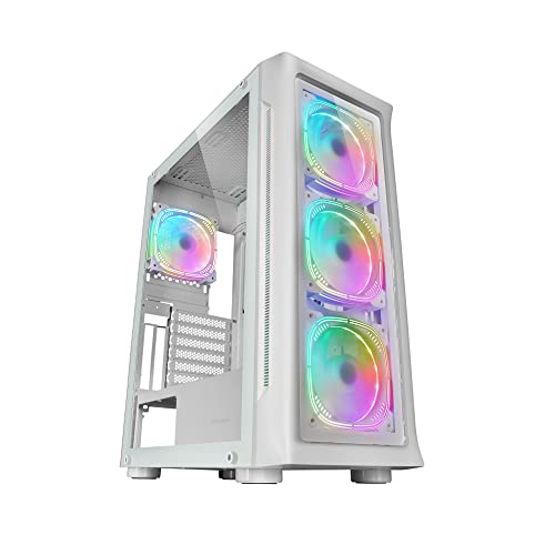 MC-NEO Blanco, Torre Gaming XXL E-ATX, Ventana Lateral y Frontal Cristal Templado, 4x Ventiladores ARGB 120mm + Ventilador 120mm, Sistema CPU Freezer