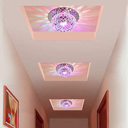 Skybook 5 W LED Ceiling Light Modern Flush-Mounted Recessed Light Lighting Ceiling and Wall Light Spotlights Crystal Round Effect Lamp for Hallway, Porch Diameter 12 cm [Energy Class A+] (Colorful) — image 1