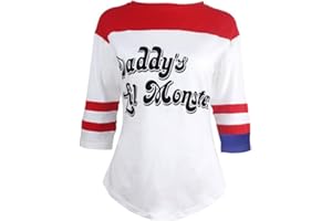 Geamiki Halloween Harley Quinn T-Shirt Cosplay Costume Clothes for Women and Girls