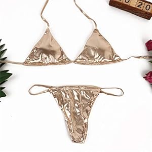JIACUO Vrouwen 2020 Micro String Goud Zilver Bikini Braziliaanse Badmode Set Badpakken