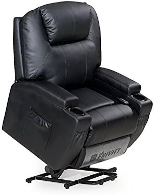 Power Lift Recliner Chair,Bonded Leather Living Room Chair, Plush Comfort Sofa Lift Chair to Help The Senior Stand Up Easily, Black