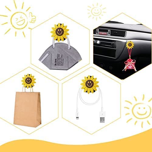 Sunflower Car Air Vent Clips - 2 Pack With Fragrance Pads For Car Interior Decor