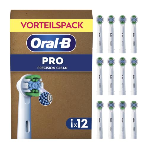 Oral-B Pro Precision Clean Original Electric Toothbrush Head, X-Shape and Angled Bristles for Deeper Plaque Removal, Pack of 12 Toothbrush Heads, Suitable for Mailbox, White