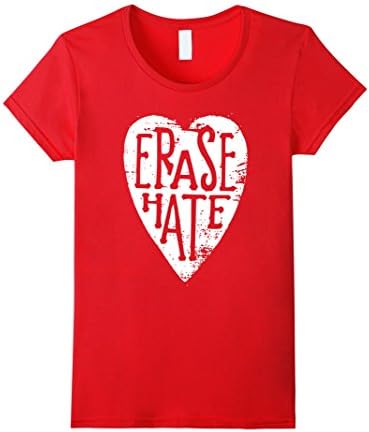 Womens "Erase Hate" Love One Another Anti-Bullying T-shirt Medium Red