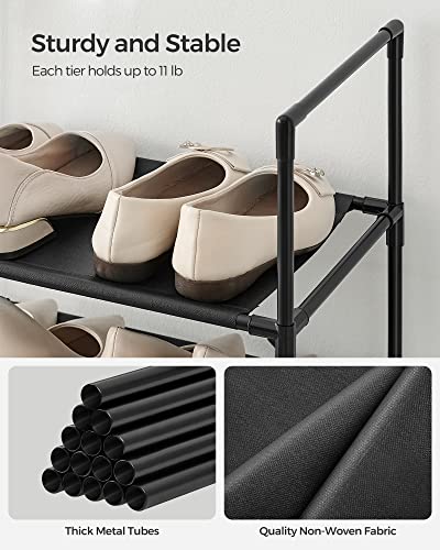 SONGMICS Zapatero Organizador de Zapatos de 10 Niveles con Marco de Acero Estantes de Tela no Tejida, Desmontable y Ajustable, 33x33x173 cm MLSH010B02