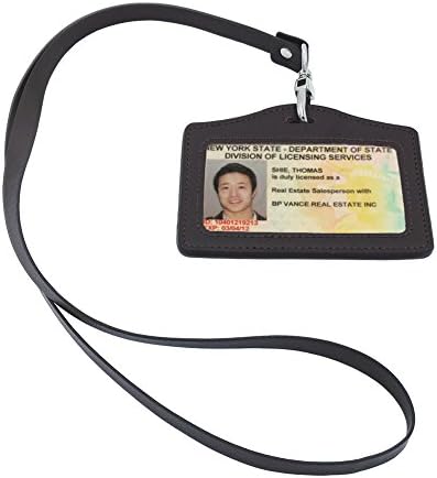 Dopromal Strong Leather Badge Holder Case, Work ID Credit Card Leather Lanyards and Badge Holders for Police/Employee/White collar etc.(Coffee)