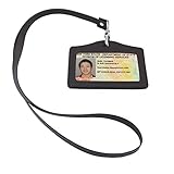 Dopromal Strong Leather Badge Holder Case, Work ID Credit Card Leather Lanyards and Badge Holders for Police/Employee/White collar etc.(Coffee)