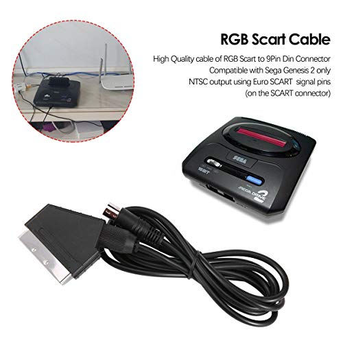 1.8M/6FT EU version V-pin Scart cable RGB AV Cables PAL For Sega Genesis 2 Mega Drive MD 2