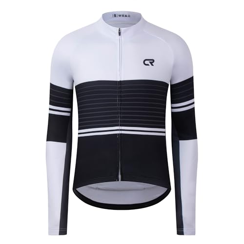 Coconut Ropamo CR Mens Cycling Jersey Thermal Fleece 3+1 Zipper Pockets Winter Bike Jersey Long Sleeve Cold Weather Biking Cycling Clothes (White/Black, XL) at Amazon