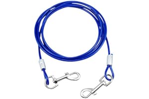 HQDeal 10ft (3 Meter) Dog Tie Out Cable, Tie-Out Cable for Dogs up to 176lbs, Suitable for All Breeds (Blue)