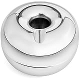 Vulkan Windproof Ashtray Made Elegant Stainless Steel Indoor Outdoor Bar Restaurant Home Office (Polished Silver Tone)