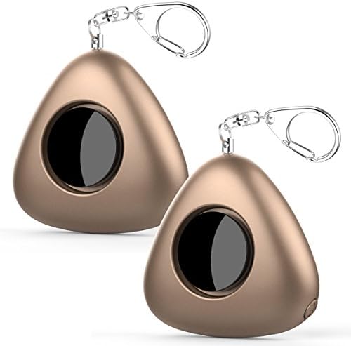 UTOPER 120DB Personal Alarm Keychain Self Defense Emergency Safety Sound Alarm with LED Flashlight Survival SOS Siren Alarm for Women Children Elderly Adventurer (Champagne,2 Pack)