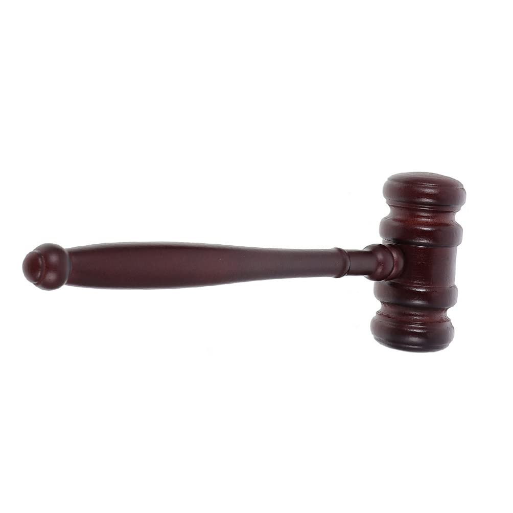 Wooden Judge Gavel for Courtroom, Auction, Lawyer, and Cosplay Use - 9.8 Inch Coffee Hammer