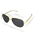J+S Premium Ultra Sleek, Military Style, Sports Aviator Sunglasses, Polarized, 100% UV protection - (Large Frame - Gold Frame/Black Lens)