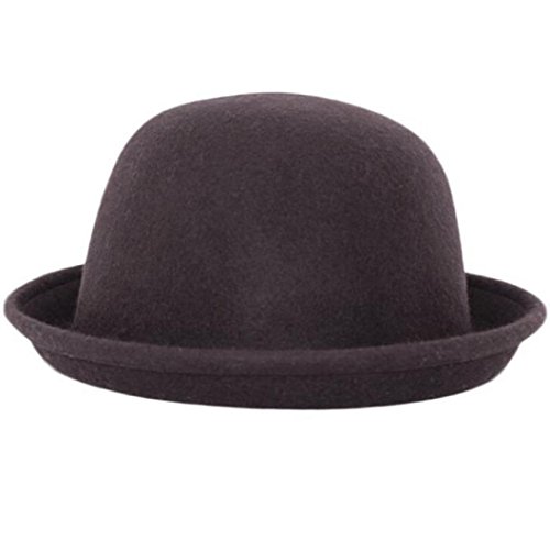 Voberry Fashion Vintage Trendy Cute Ladies Women Wool Felt Cloche Derby Bowler Hat Cap (Coffee)
