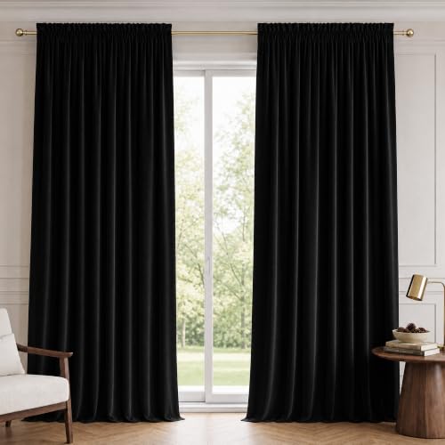 NICETOWN Black Velvet Curtains