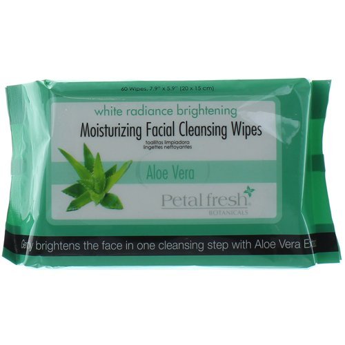 Petal Fresh White Radiance Brightening Moisturizing Facial Cleansing Wipes, Aloe Vera, 15.9 Ounce