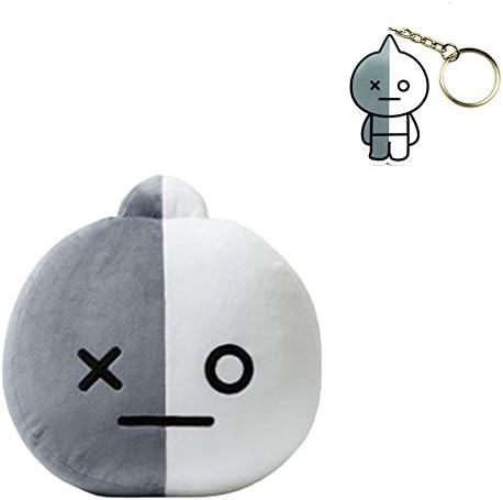 DSSY BTS BT21 Dolls Cartoon Throw Pillow + Keychain Gift Set - Small Plush Puppets Toy Bangtan Boys Pillow Cushion for A.R.M.Y Home Decor 17.6×21.5'' (VAN)