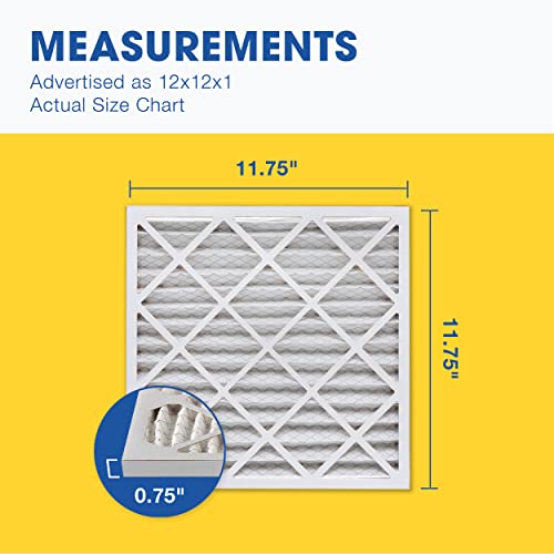 Aerostar 12x12x1 MERV 13 - 6 Count - Pleated HVAC, Furnace & Air Conditioner Filters - Removes Bacteria, Dust, Cold & Flu Germs, Lint, Mold, Pet Dander, Allergy-Causing Pollen, Smog, Smoke & Viruses