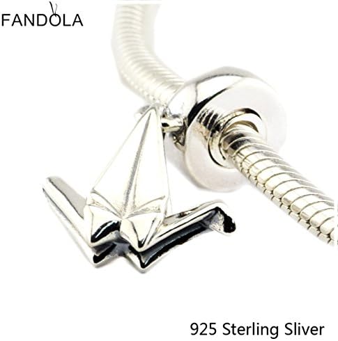 Beads Fits Pandora Jewelry Bracelets 925 Sterling Silver Origami Crane Silver Dangle Original DIY Charms
