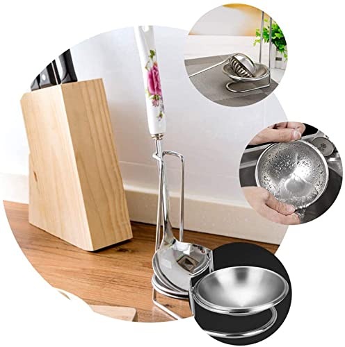 2pcs Stainless Steel Double Ladles Holder Vertical Spoon Rest Cooking Utensils Stand Tray or Hotpot Restaurant, Buffet, Fast Food Restaurant Kitchen Decor