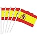 Kind Girl 25 Pack Hand Held Small Mini Flag Spain Flag Spanish Flag Stick Flag Round Top National Country Flags,Party Decorations Supplies for Parades,World Cup,Festival Events,International Festival