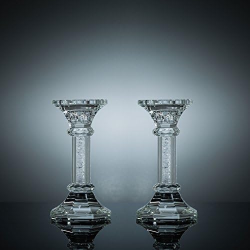 Matashi 5 Stick Candelabra Candlestick Holder Elegant Glass Table Top Decoration Home Decor Showpiece Candle Holder for Wedding Dining Kitchen Living Room (6" - Set of 2)