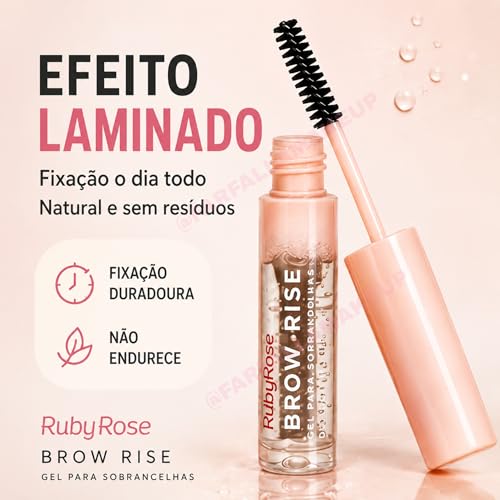 KIT 2 UN Gel para Sobrancelhas Brow Rise Ruby Rose – Fixação e Definição Perfeitas, Longa Duração, 8,3g Brow laminations gel incolor sobrancelhas