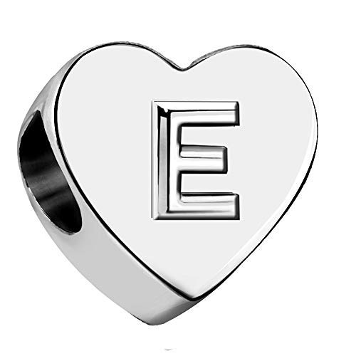 KunBead Jewelry Letter E Initial Charms Love Heart Aunt 18 Baby Girl Boy Birthstone Bead for Charm Bracelets